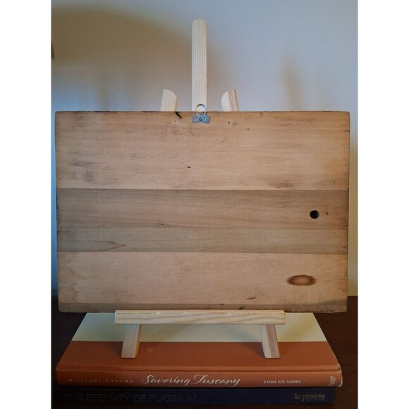 Vintage Winter Landscape Oil Painting On Wood Rustic Mid-Century 12.75" x 8.5" - Picture 6 of 9